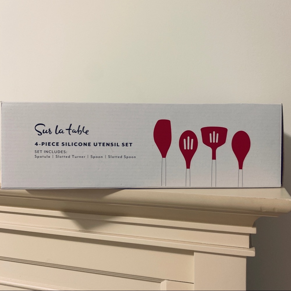 🆕 4-Piece Silicone Utensil Set By Sur La Table - Red